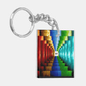 Personalizd Square Multicolored Stair Step キーホルダー (正面左)