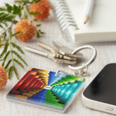 Personalizd Square Multicolored Stair Step キーホルダー (正面右)