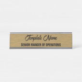 Personalize アステカ金ゴールド木目テクスチャボス デスクネームプレート (正面)