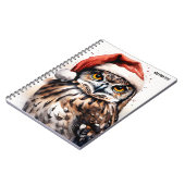 PERSONALIZE:クリスマスハット付きフクロウ | ノートブック (左側)