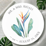 Personalize 結婚's Coasters Water Color Flower ラウンドペーパーコースター<br><div class="desc">パラダイスの花の水色の鳥とオレンジパーソナライズされた色、ターコイズ色、緑の色合いの緑豊かなヤシの葉を組み合わせ素晴らして鮮やか、これらのコースターを使用して結婚式の引き出物を高め。Do Tell A BelleのVictoria Grigaliunas氏がデザインしたコースターは、エレガンスと機能性を融合させ、お客様に理想的なカスタムウェディング飲み物用コースターと思いやりのあるトロピカルギフトを提供する。各コースターカスタマイズはカップルの名前と日結婚付で、あなたのお祝いに個人のtouchを追加ユニークすることができる。熱帯または目的地の結婚式、ブライダルシャワー、または任意の植物性のイベントに最適な、これらのコースターは、ブライダルシャワーの好意と永続的なキープサックの両方としてユニーク機能する。Do Tell A Belle on Zazzleのヴィクトリア・グリガリーナスによるアートと植物性の結婚式の引き出物のコレクションを探索し、あなたの特別な日のための芸術性と魅力の完璧なブレンドを見つける。今すぐ注文し、これらのコースターはあなたのお祝いに熱帯の優雅さを持って来る！</div>