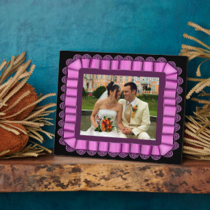 Personalize 結婚's Photo Purple Laceリボンフレーム フォトプラーク