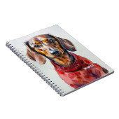 PERSONALIZE：赤いセーターを着たダックスユンド犬 | ノートブック (右側)