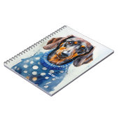 PERSONALIZE：青いセーターを着たダックスユンド犬 | ノートブック (左側)