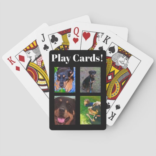 Personalize 4-Photos & Text Lucky Dog Poker Cards トランプ (裏面)