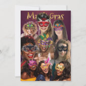 Personalize 9 Photo Masquerade Masks Mardi Gras 招待状 (正面)