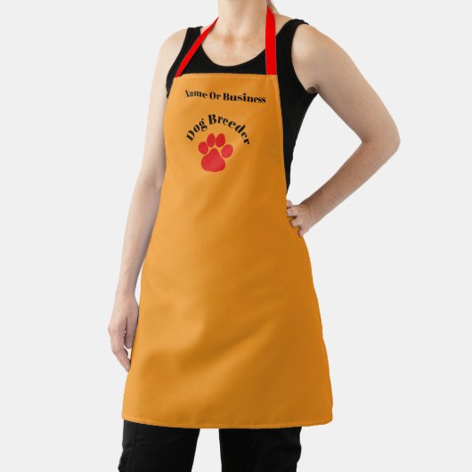 Personalize Advertise Red Paw Dog Breeder Orange   エプロン (インサイチュ)