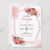 Personalize Aesthetic floral weeding Invitation 招待状 (正面)