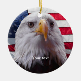 Personalize American Bald eagle and Flag セラミックオーナメント