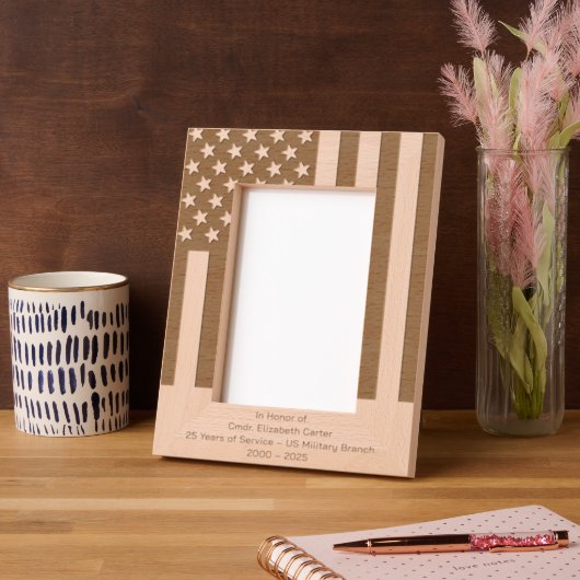 Personalize | American Flag Military Retirement レーザー彫刻フレーム (左)