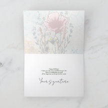 Personalize Artistic Wildflower Birthday Card