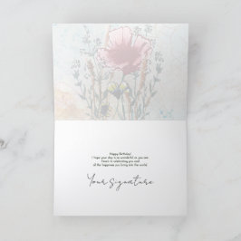 Personalize Artistic Wildflower Birthday Card カード