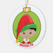 Personalize Asian Boy小妖精や小人 セラミックオーナメント (左)