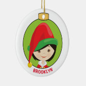 Personalize Asian Girl小妖精や小人 セラミックオーナメント (右)