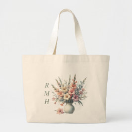 Personalize August Gladiolus Tote Bag ラージトートバッグ