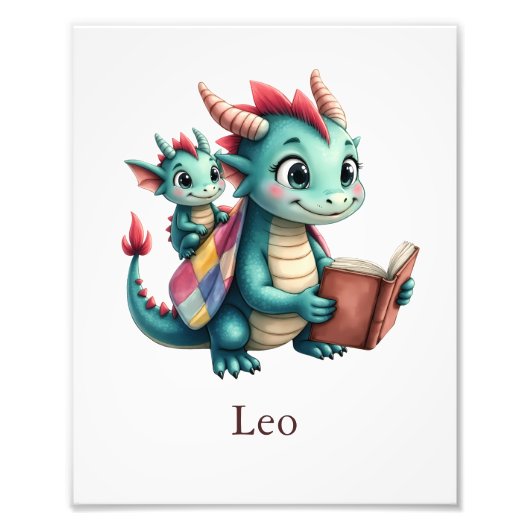 Personalize Baby Dragon Art Print Custom Kids Room フォトプリント (正面)