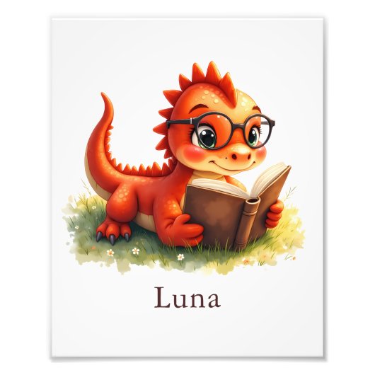 Personalize Baby Dragon Art Print Custom Kids Room フォトプリント (正面)