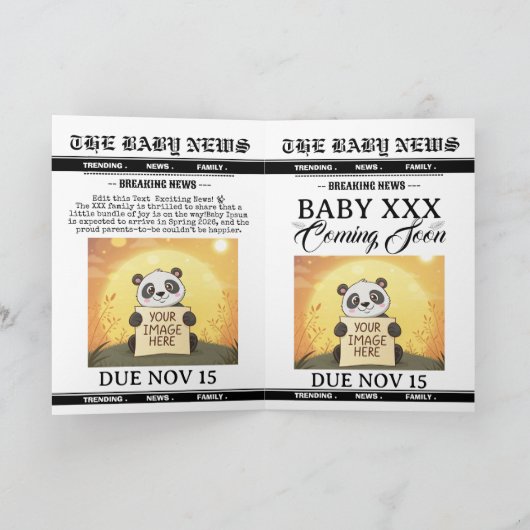 Personalize Baby News Paper Magazine Announcement  招待状 (内部)