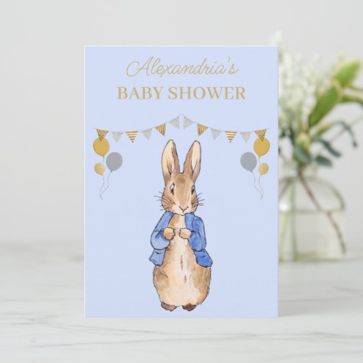 Personalize Baby Shower Peter the rabbit 招待状 (スタンド正面)