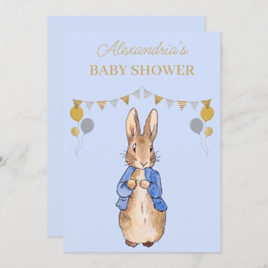 Personalize Baby Shower Peter the rabbit 招待状 (正面/裏面)