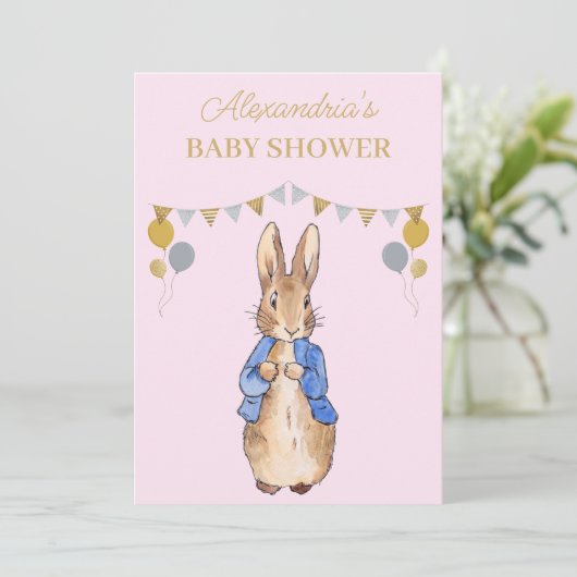 Personalize Baby Shower Peter the rabbit 招待状 (スタンド正面)