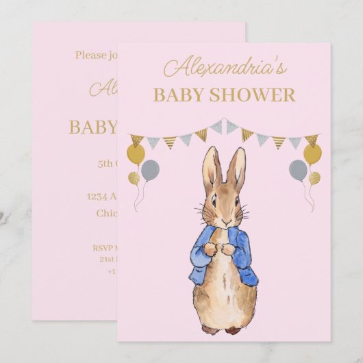 Personalize Baby Shower Peter the rabbit 招待状 (正面/裏面)