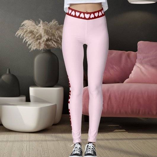 Personalize Be My Valentine Day Love Red Pink Gift レギンス