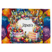 Personalize Birthday Party ラージペーパーバッグ (裏面)