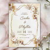 Personalize brown rustic flower weding Invitation 招待状
