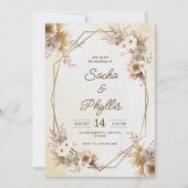 Personalize brown rustic flower weding Invitation 招待状 (正面)