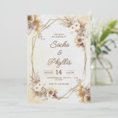 Personalize brown rustic flower weding Invitation 招待状 (スタンド正面)