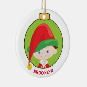 Personalize Brunetteボーイ小妖精や小人 セラミックオーナメント (右)