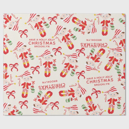 Personalize Brunetteボーイ小妖精や小人 ラッピングペーパー (フラット)