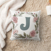 Personalize Carnation Floral Wreath Pillow クッション (ブランケット)