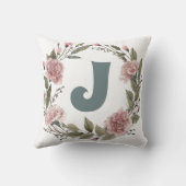 Personalize Carnation Floral Wreath Pillow クッション (裏面)