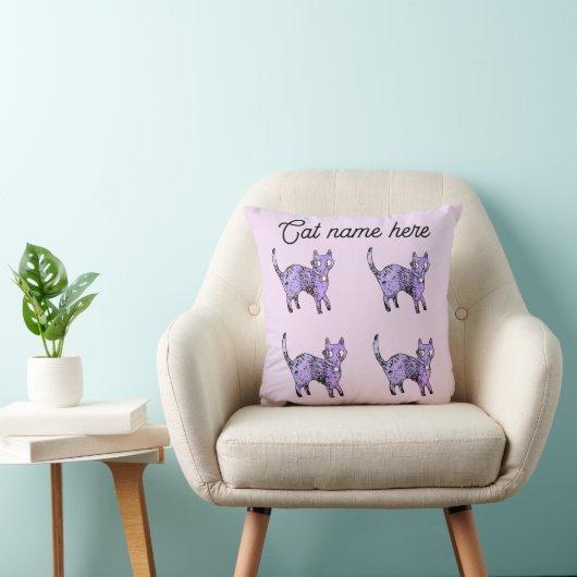 Personalize Cat Art Throw Pillow クッション (椅子)