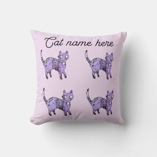 Personalize Cat Art Throw Pillow クッション (正面)