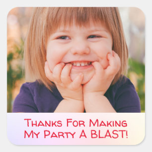 Personalize Child's Photo, Thank You Message スクエアシール