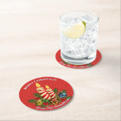 Personalize Christmas Candles Family Name 6 ラウンドペーパーコースター (インサイチュ)