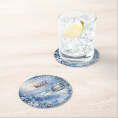 Personalize Christmas Eve Santa Family Name 6 ラウンドペーパーコースター (インサイチュ)