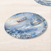 Personalize Christmas Eve Santa Family Name 6 ラウンドペーパーコースター (アングル)