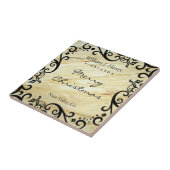 Personalize Christmas Marble Scroll Wine タイル (側面)