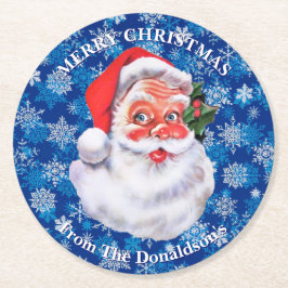 Personalize Christmas Santa Claus Family Name 6 ラウンドペーパーコースター