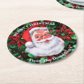 Personalize Christmas Santa Claus Family Name 6 ラウンドペーパーコースター (アングル)