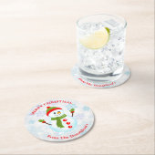 Personalize Christmas Snowman with Family Name ラウンドペーパーコースター (インサイチュ)