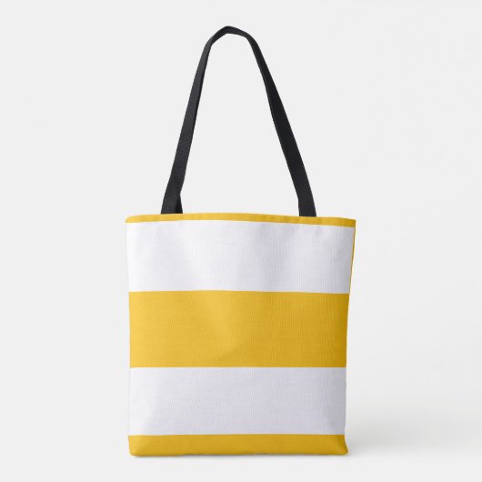 Personalize Classic Lemon Yellow + White Stripes トートバッグ (裏面)