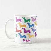 Personalize Colorful Dachshund Lover Whimsical コーヒーマグカップ (左)