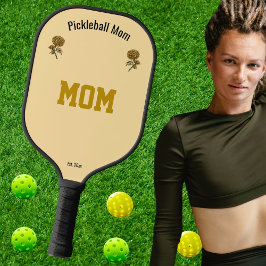 Personalize Cool Beige Elegant Pickleball Mom Gift ピックルボールラケット