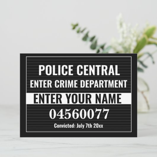 Personalize Custom Mugshot Sign Board Template カード (スタンド正面)