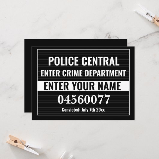 Personalize Custom Mugshot Sign Board Template カード (正面/裏面インサイチュ)